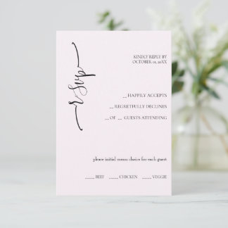 Elegante Exotic Soft Pink Calligraphy RSVP Karte