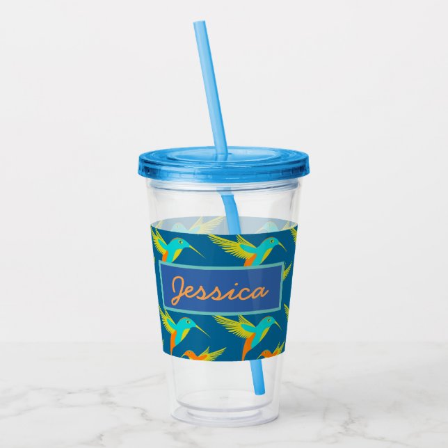 Elegante exotische Kolibris personalisiert Acryltrinkbecher (Links)