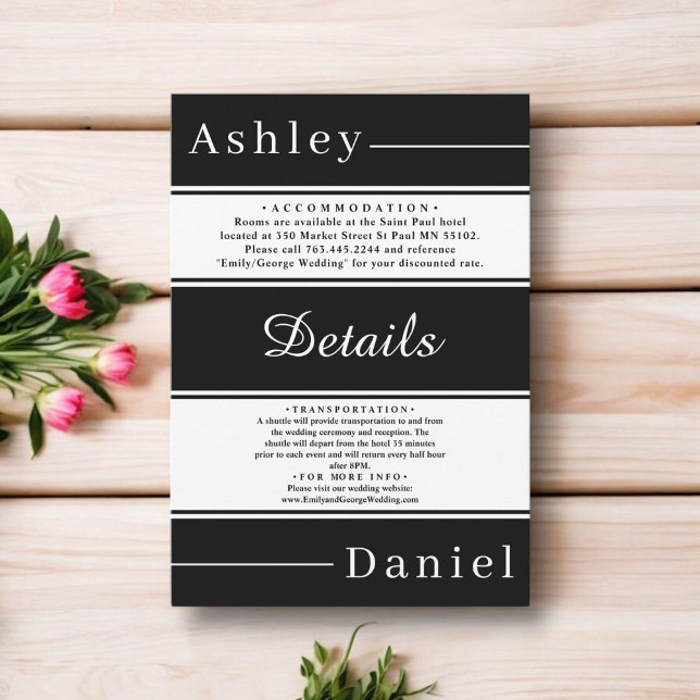 Elegante Extravagante Schwarz-Weiß Streifen Chic W Begleitkarte (Von Creator hochgeladen)