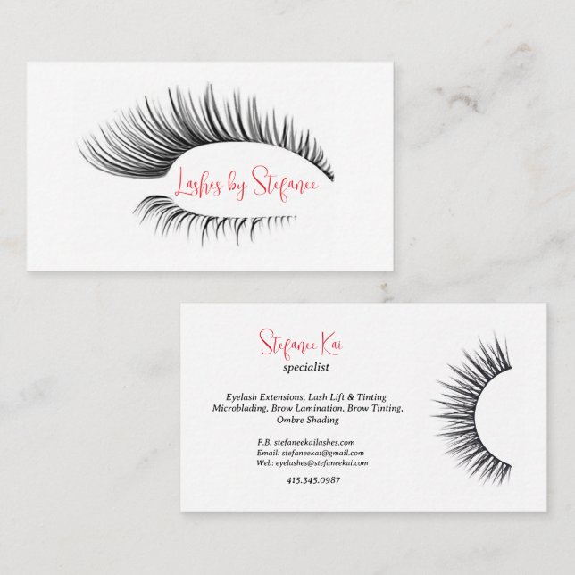 Elegante Eyelash-Erweiterungen/Tinting-Visitenkart Visitenkarte (Vorne/Hinten)