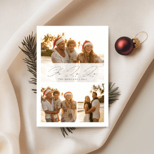 Elegante Fa La La Script Strand Familien 3 Foto Feiertagskarte