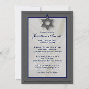 Elegante Fabric Bar Mitzvah Einladung in Grau