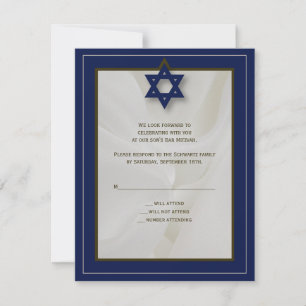 Elegante Fabric Bar Mitzvah Reply Card in der Mari RSVP Karte