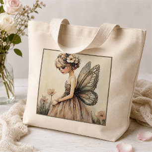 Elegante Fairy Flower Girl Whimsical Wedding Gift Jumbo Stoffbeutel