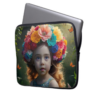Elegante Fairy in Floral Wonderland: Fantasy Art Laptopschutzhülle