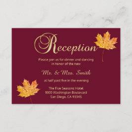 Elegante Fall Burgundy Gold Wedding RECEPTION Card Begleitkarte