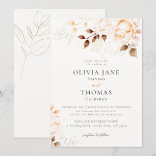 Elegante Fall Burnt Orange Floral Wedding Einladung