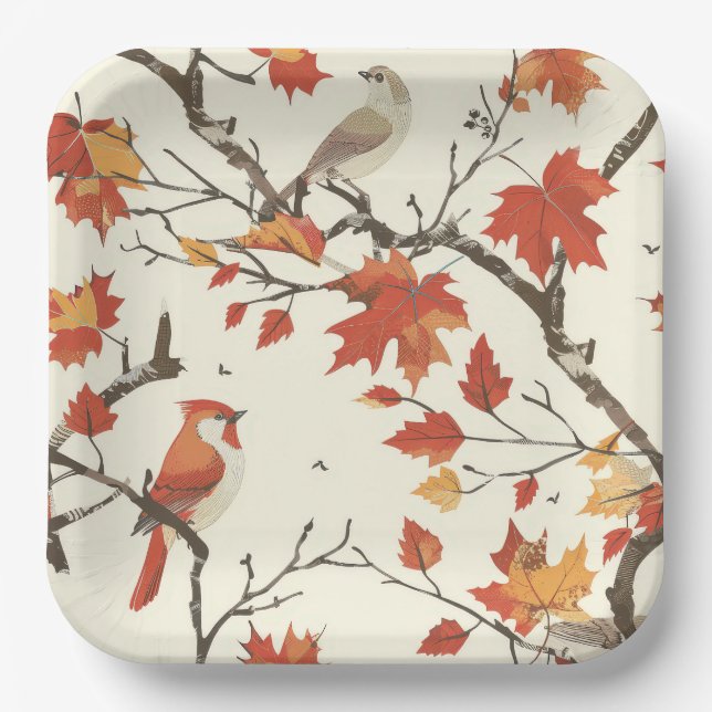 Elegante Fall Chinoiserie Papierplatte Pappteller (Vorderseite)