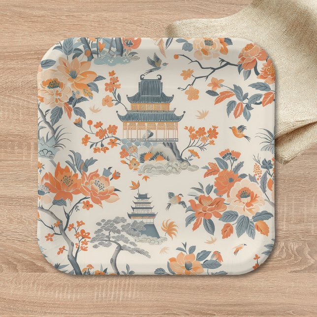Elegante Fall Chinoiserie Papierplatte Pappteller (Von Creator hochgeladen)
