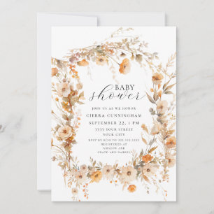 Elegante Fall Floral Baby Shower Einladung
