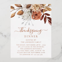 Elegante Fall Floral Blätter Erntedank Rose Gold
