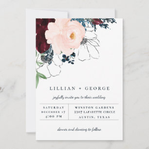 Elegante Fall Floral Bouquet Einladung zur Hochzei