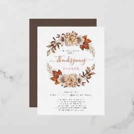 Elegante Fall Floral Erntedank Dinner Gold Folie Einladungspostkarte