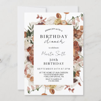 Elegante Fall Floral Geburtstagsparty Einladung