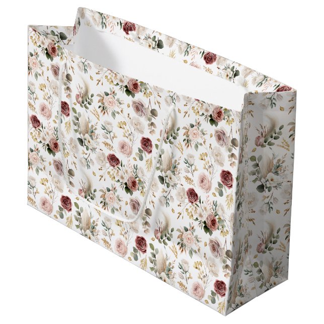 Elegante Fall Floral Geschenktasche für Brautparty Große Geschenktüte (Vorderseite Schrägansicht)