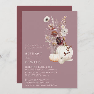 Elegante Fall Floral Pumpkin Engagement Party Einladung
