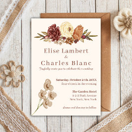 Elegante Fall Floral Simple Wedding Einladung