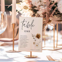 Elegante Fall Floral Tischnummer Seating Chart