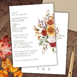 Elegante Fall Floral Wedding Einladung