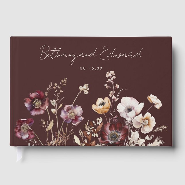 Elegante Fall Floral Wedding Gästebuch (Vorderseite)