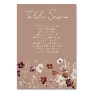 Elegante Fall Floral Wedding Tischnummer