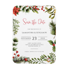 Elegante Fall Floral Winter Wedding Save the Date Magnet