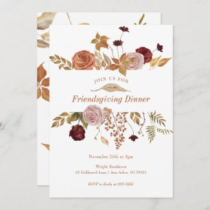 Elegante Fall Floral Woodland Friendsgiving Einladung