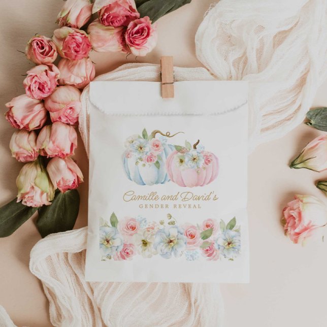 Elegante Fall Gender-Offenbarung Geschenktütchen (Elegant Pink and blue Fall Baby Shower Favor Bag)