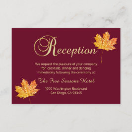 Elegante Fall-Herbst-Burgunder-Gold-EMPFANG Karte