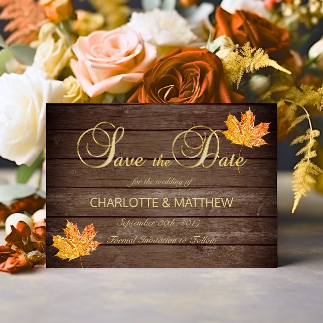 Elegante FALL in LIEBE Rustikale Holzlandeshochzei Save The Date (Elegant FALL in LOVE Rustic Wood Country Wedding Save The Date)