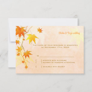 Elegante Fall Maple-Blätter Hochzeit-RSVP-Karte RSVP Karte