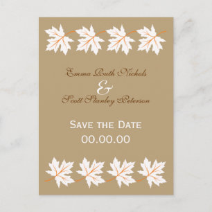 Elegante Fall Maple Leaf Save the Date Postkarte