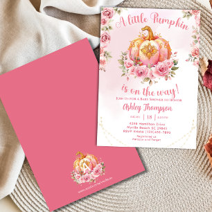 Elegante Fall Pink Pumpkin Baby Dusche Einladung