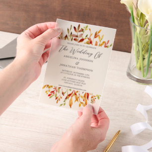 Elegante Fall Watercolor Blätter Hochzeit
