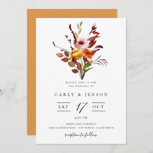 Elegante Fall Watercolor Bouquet Einladung zur Hoc