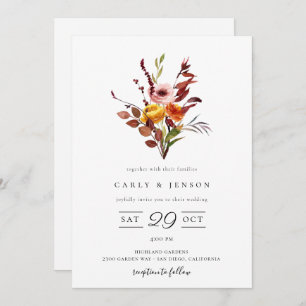 Elegante Fall Watercolor Bouquet Einladung zur Hoc