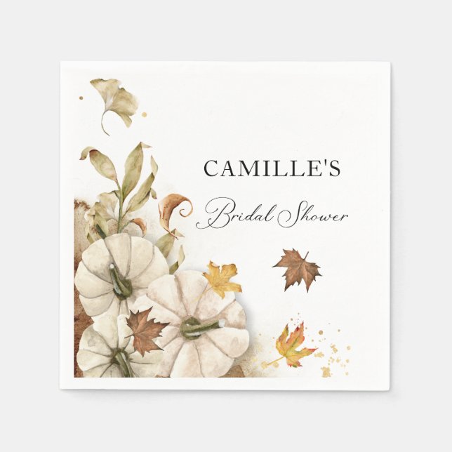 Elegante Fall White Pumpkin Brautparty Paper Serviette (Vorderseite)