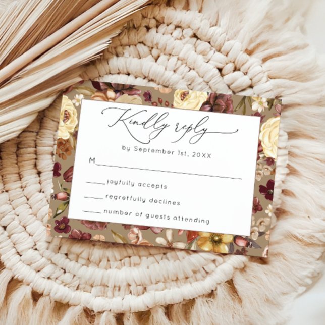 Elegante Fall Wildblume Floral Wedding RSVP (Von Creator hochgeladen)