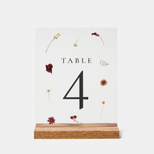 Elegante Fall Wildblume Hochzeit Tischnummer #4 Acrylschild