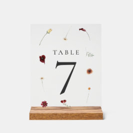 Elegante Fall Wildblume Hochzeit Tischnummer #7 Acrylschild