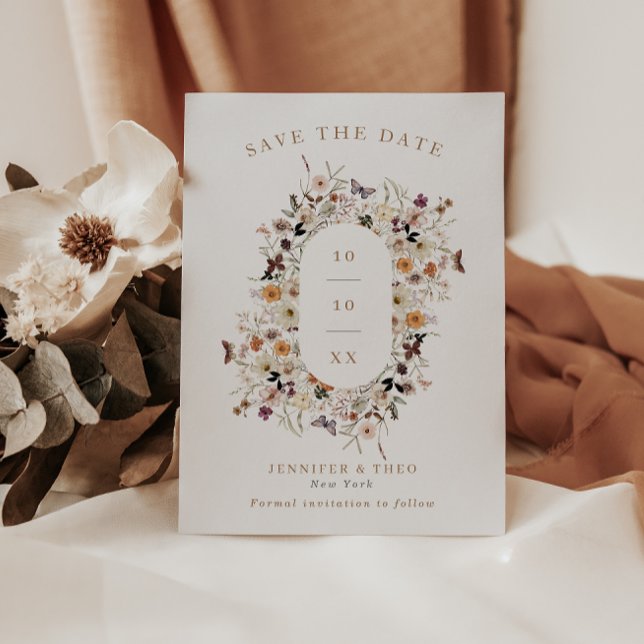 Elegante Fall Wildblume Rahmen Foto Hochzeit Save The Date (Von Creator hochgeladen)