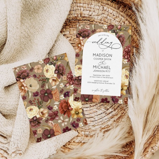 Elegante Fall Wildblumen Blumenstrauß Hochzeit Einladung (Von Creator hochgeladen)