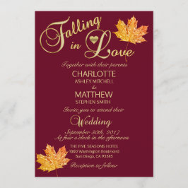 Elegante FALLING in LIEBE Burgund Marsala Wedding Einladung