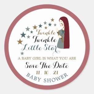Elegante Fallsteine, Babydusche Save the Date Runder Aufkleber