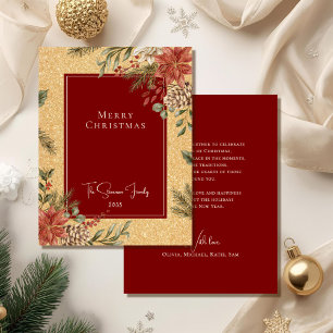 Elegante falsche Gold Frohe Weihnachten Poinsettie