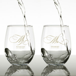 Elegante falsche Gold Mr und Mrs benutzerdefiniert Weinglas Ohne Stiel