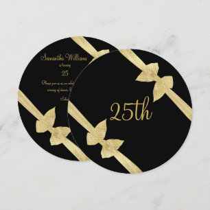 Elegante falsche goldene Schleifen 25. Geburtstag Einladung