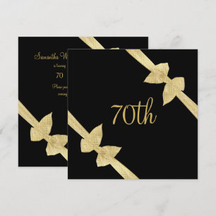 Elegante falsche goldene Schleifen 70. Geburtstag Einladung
