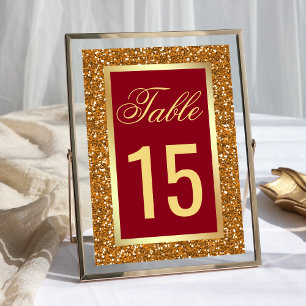 Elegante falsche Goldfolie Glitter Marone Rot Tischnummer