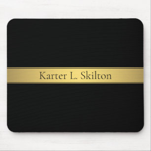 Elegante falsche Goldstreifen & schwarzer Hintergr Mousepad